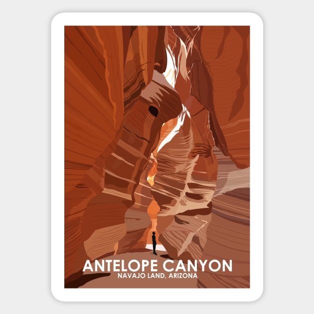 Antelope Canyon Navajo Land Arizona Vintage Minimal Retro Travel Poster Sticker by jornvanhezik